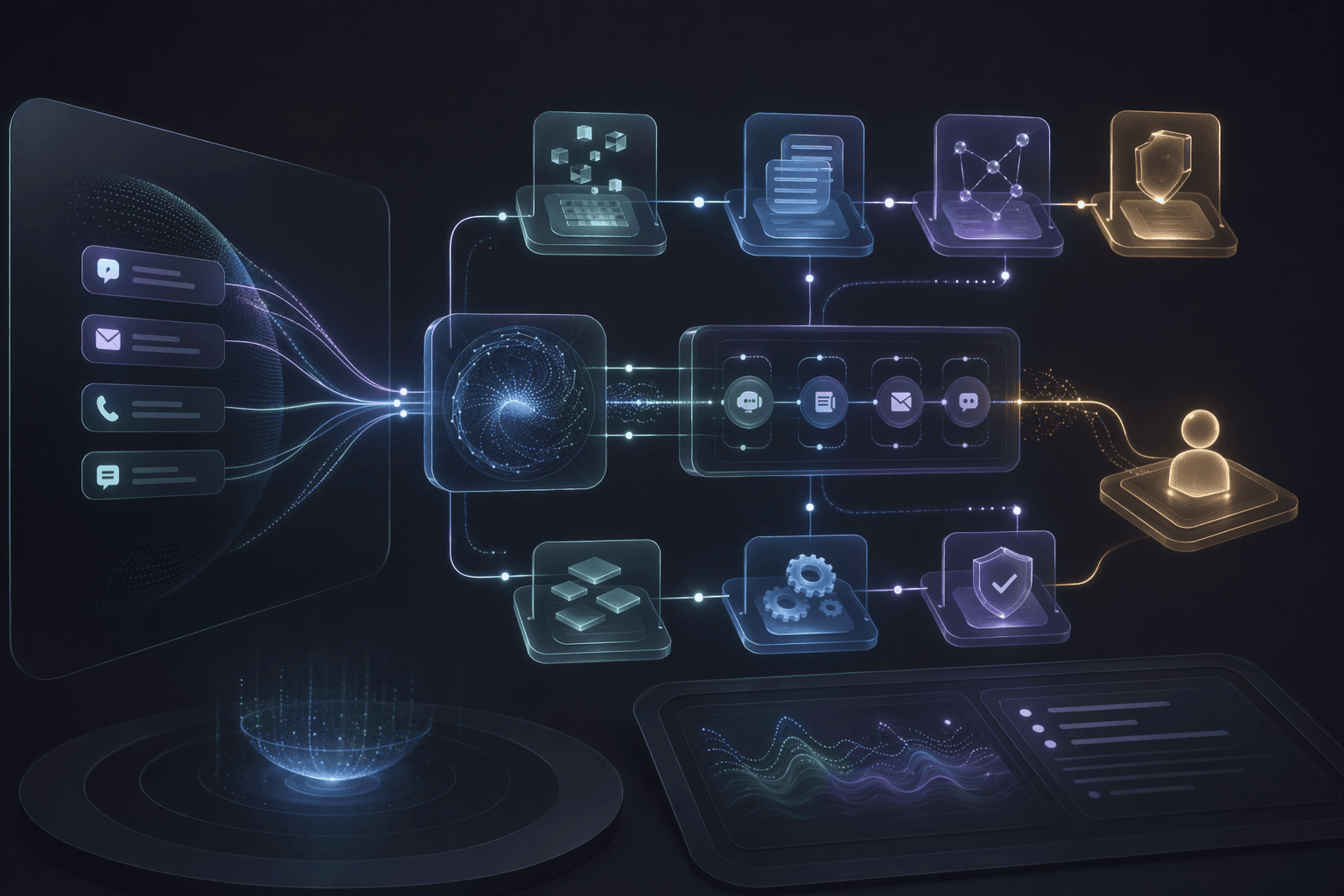 Editorial workflow illustration for AI automation in customer support.