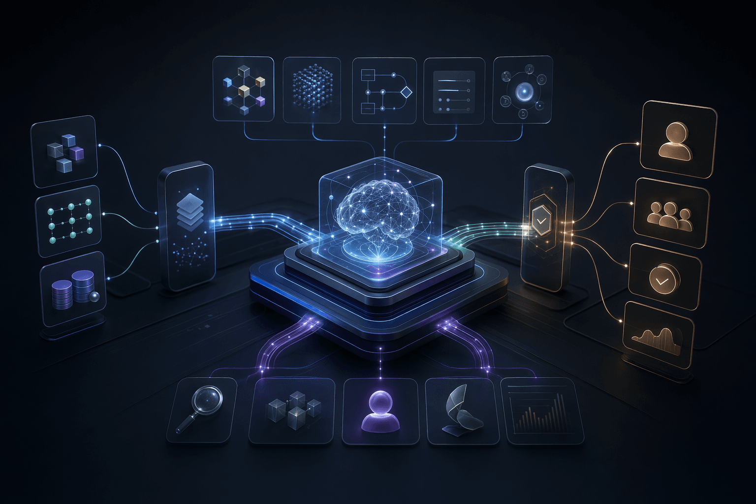 Editorial workflow illustration for comparing AI agent development companies.