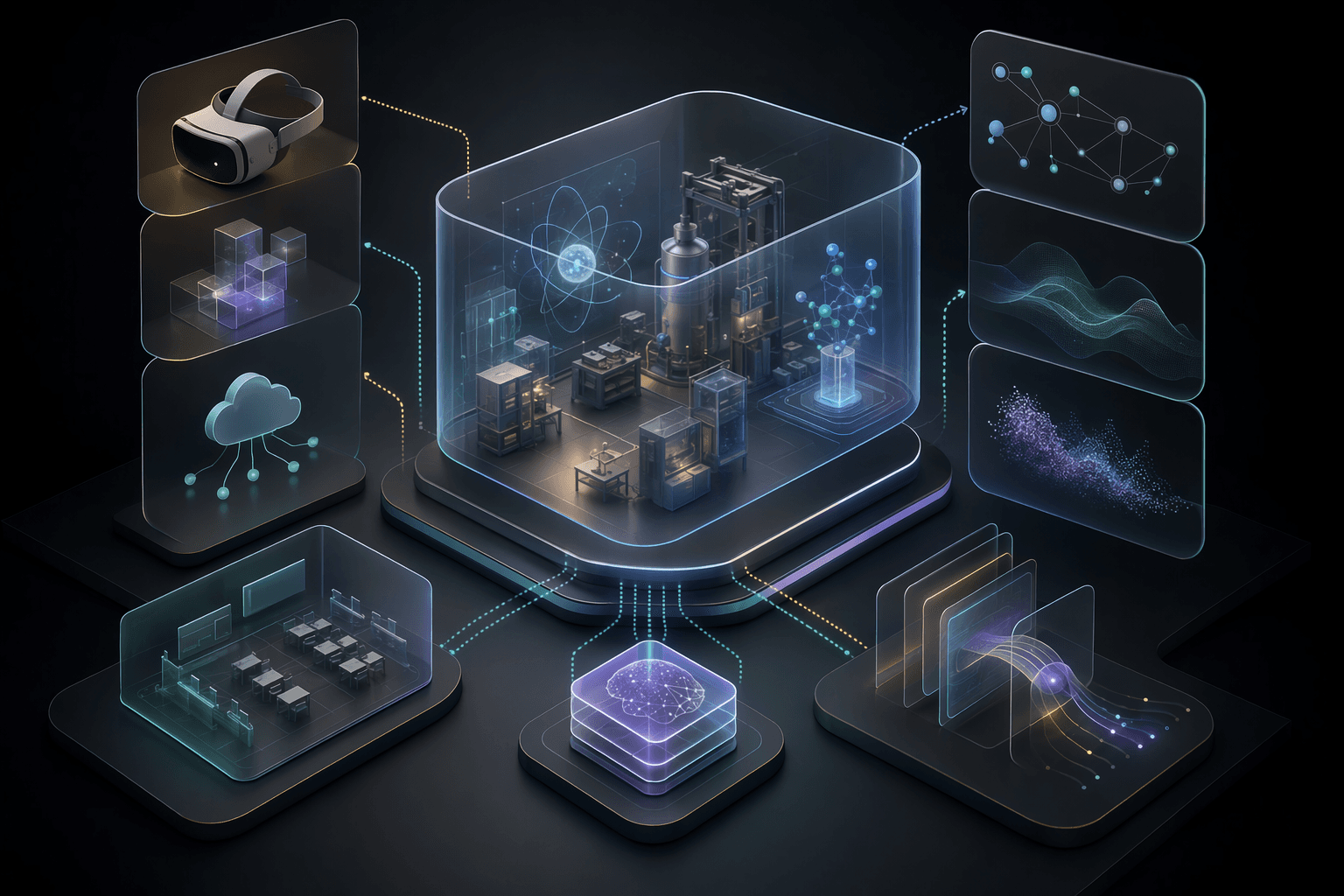 Editorial education illustration for building a virtual lab.