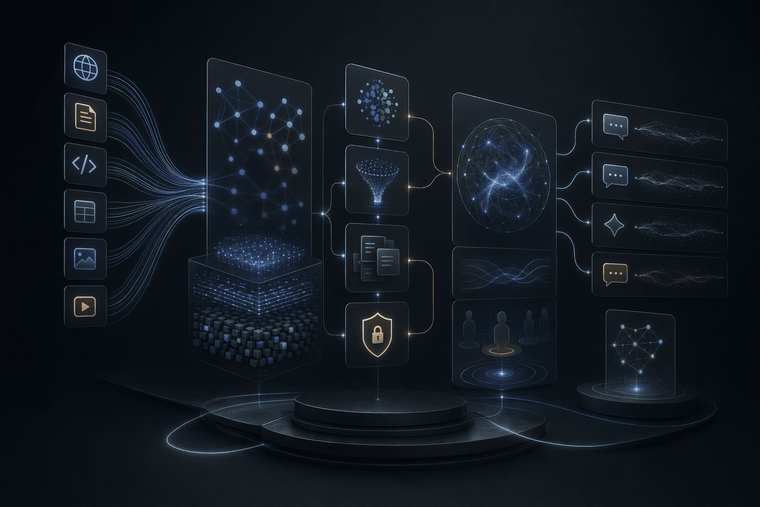 Editorial architecture illustration for building a multilingual RAG assistant.