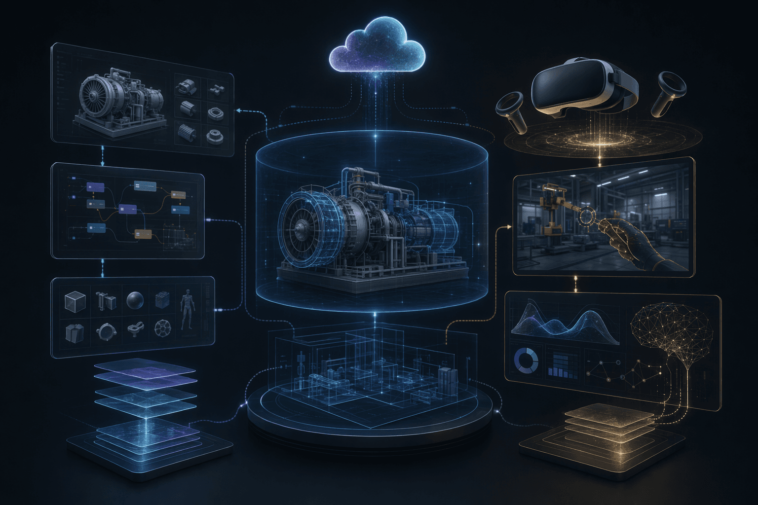 Editorial illustration for VR training simulation development.