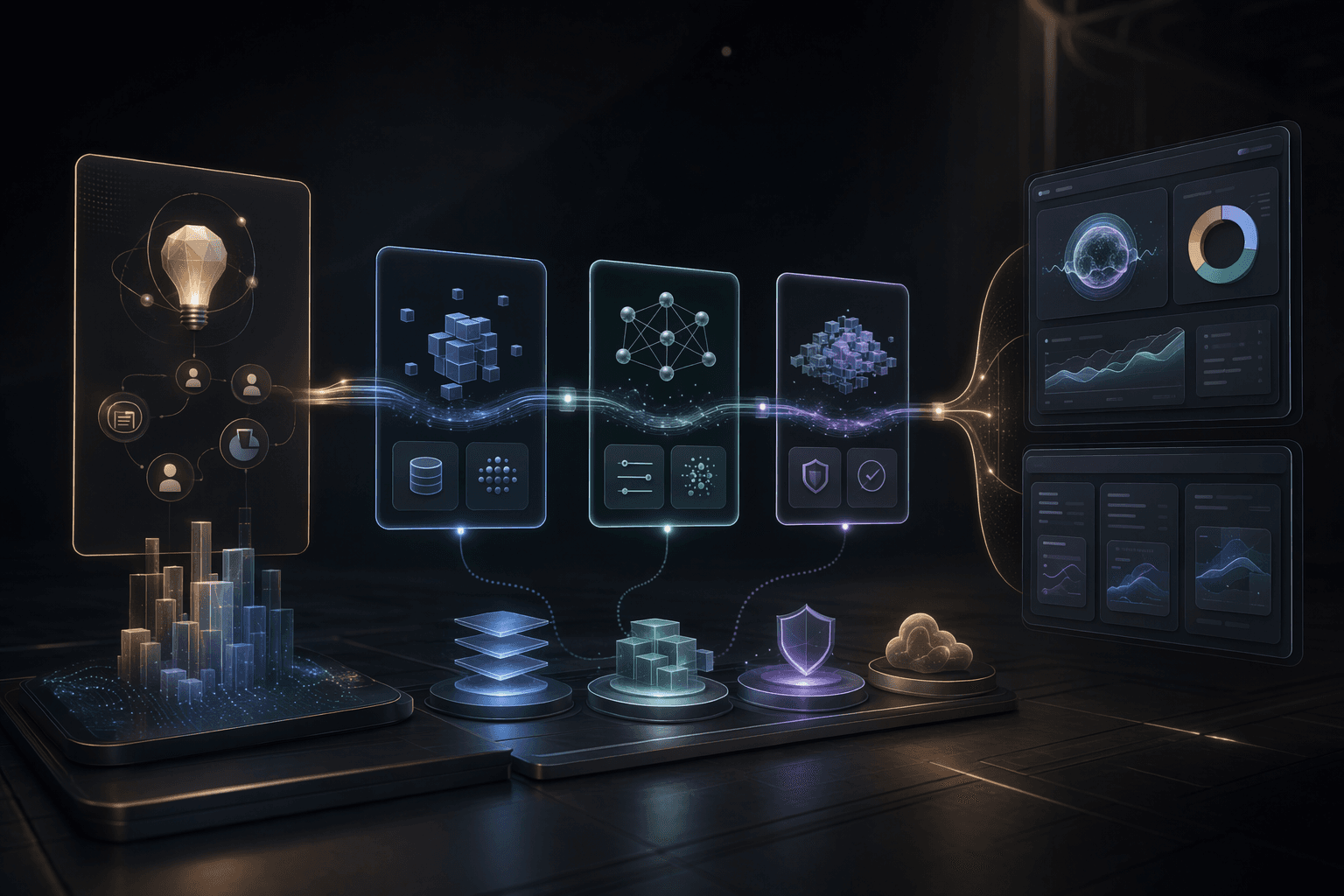 Editorial illustration for evaluating AI MVP development companies for startups.