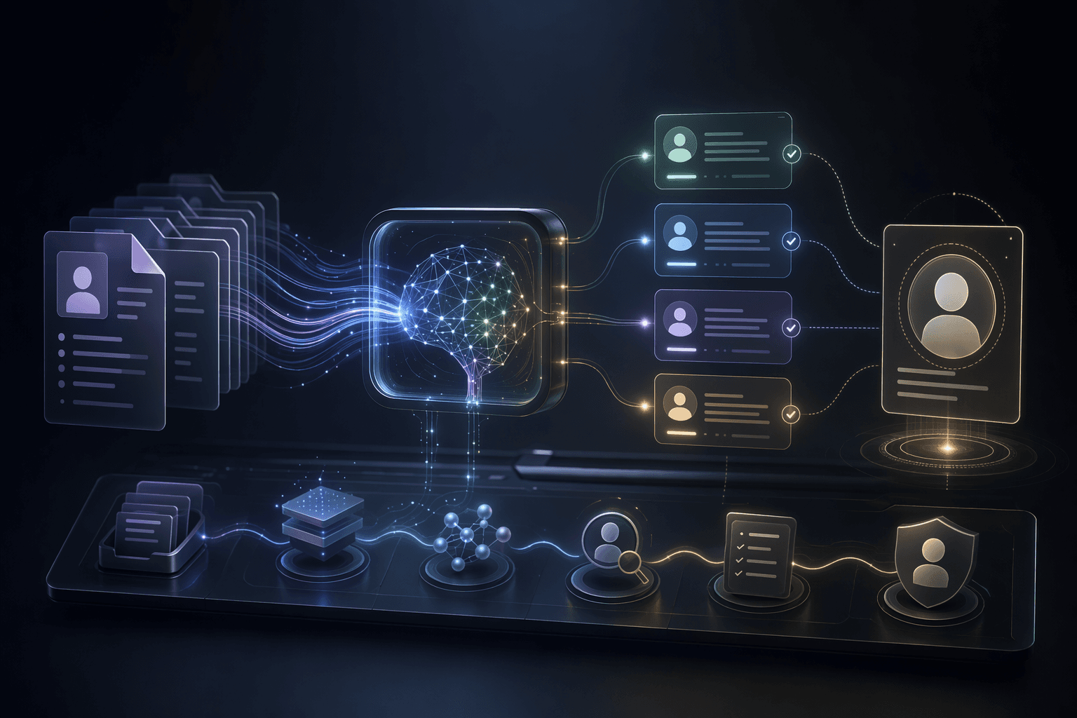 Editorial workflow illustration for using AI to screen candidates before the first interview.