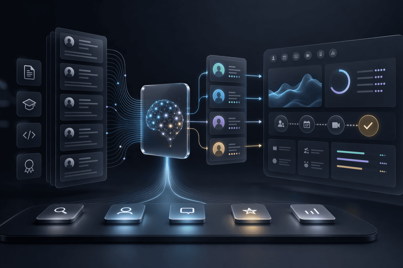 Editorial comparison illustration for VRecruit and Talview AI interview automation.
